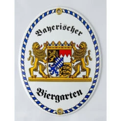 Emaille-Grenzschild &quot;Bayrischer Biergarten&quot; KLEIN 11,5 X 15 Cm