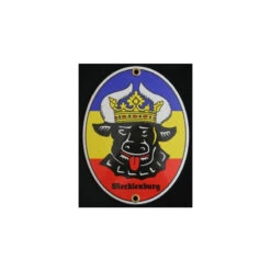 Emaille-Grenzschild &quot;Mecklenburger Ochs&quot; 11,5 X 15 Cm