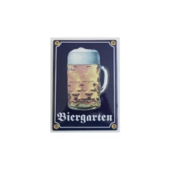 Emailleschild: &quot;Biergarten-Krug&quot;, 12x17cm