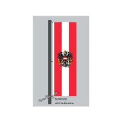 Hochformats Fahne Oesterreich Mit Wappen