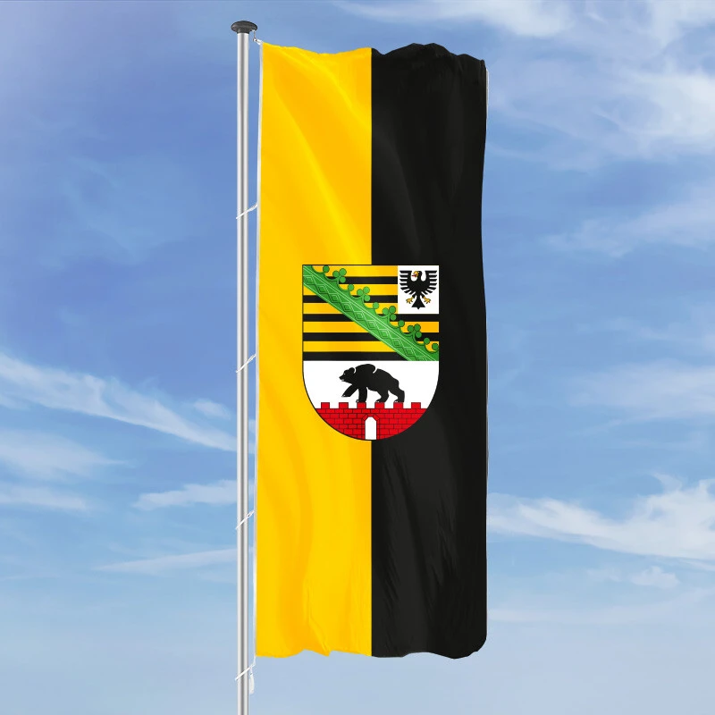 Hochformats Fahne Sachsen-Anhalt Mit Wappen 3 Hochformats Fahne Sachsen-Anhalt Mit Wappen